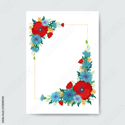 Square frame made of flowers.