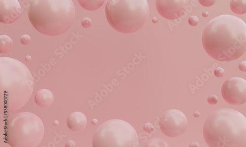 Abstract pink background. 3d pink rendering with colorful sphere balls.