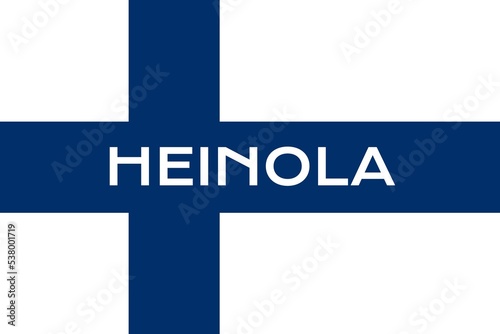 Heinola: Name der finnischen Stadt Heinola in der Provinz Päijät-Häme auf der Flagge der Republik Finnland photo