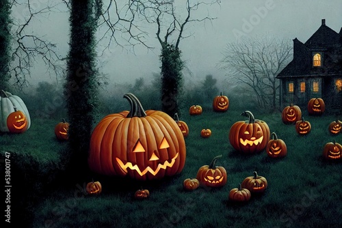 Scary scarved pumpin halloween decoration