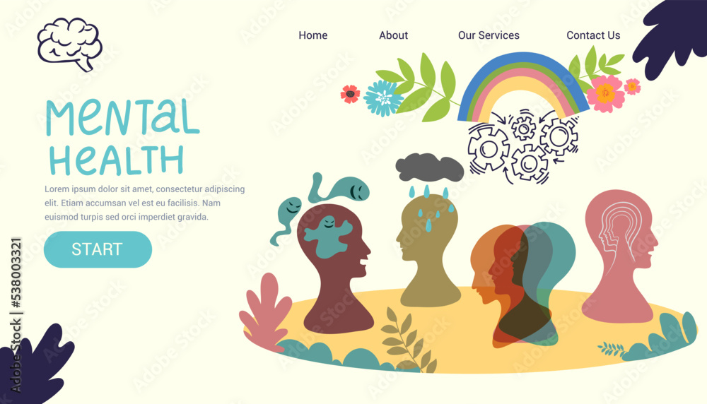 Mental health medical treatment vector illustration. specialist doctor work to give psychology love therapy for world mental health. for poster, flyer, cover, social media printing or website page.