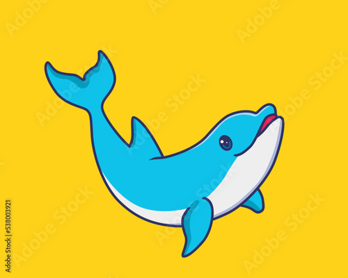 cute dolphin pose cartoon illustration