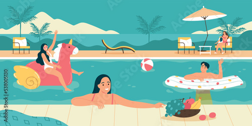 Swimming Pool Party Illustration