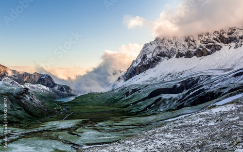 Sunrise on Col du Sanetsch during summer