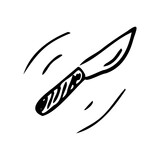 Kitchen knife hand drawn doodle icon black isolated on white
