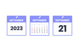 September calendar design. September 21 2023 calendar icon for schedule, appointment, important date concept