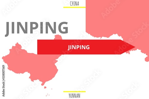Jinping: Illustration mit dem Namen der chinesischen Stadt Jinping in der Provinz Yunnan photo