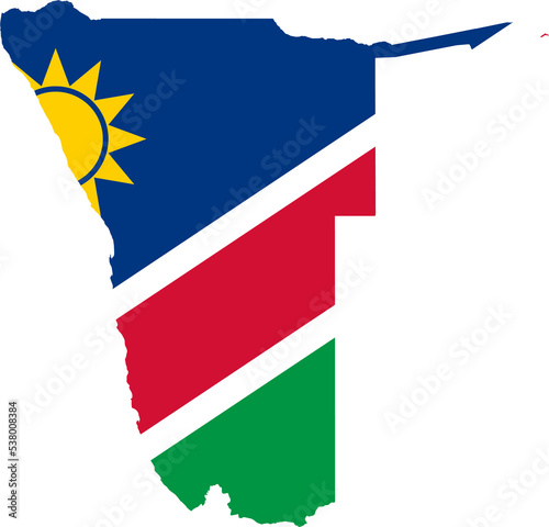 Namibia Map Flag. Namibian Border Boundary Country Shape Nation National Outline Atlas Flag Sign Symbol Banner. Transparent PNG Flattened JPG Flat JPEG
