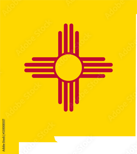 New Mexico USA Map Flag. NM US Outline Boundary Border Shape State Flag Sign Symbol Atlas Geography Banner. New Mexican Transparent PNG Flattened JPG Flat JPEG