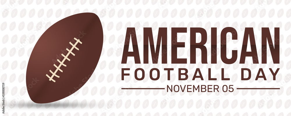 American football day banner design with brown ball and typography American football day banner design with brown ball and typography