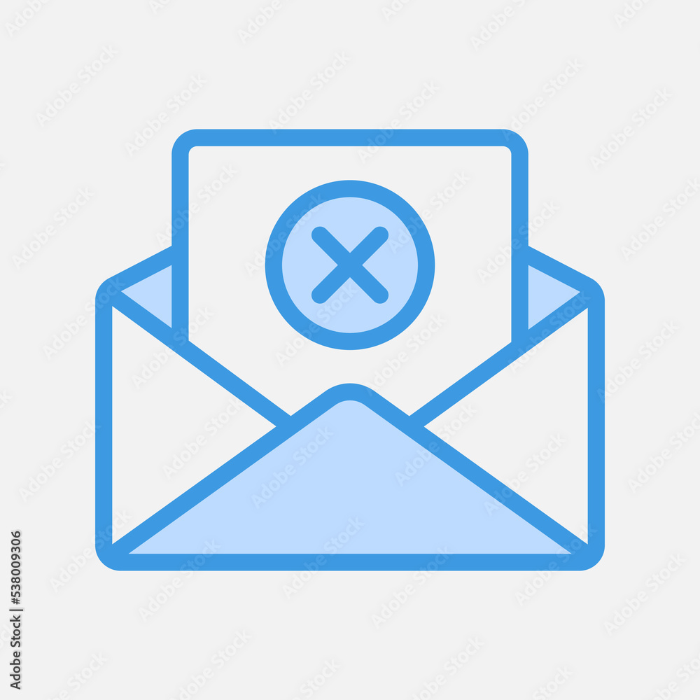 Delete icon in blue style about email, use for website mobile app presentation Delete icon in blue style about email, use for website mobile app presentation