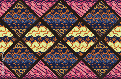 Indonesian Batik pattern, development of the famous machete motif (Batik Motif Parang), vector EPS 10