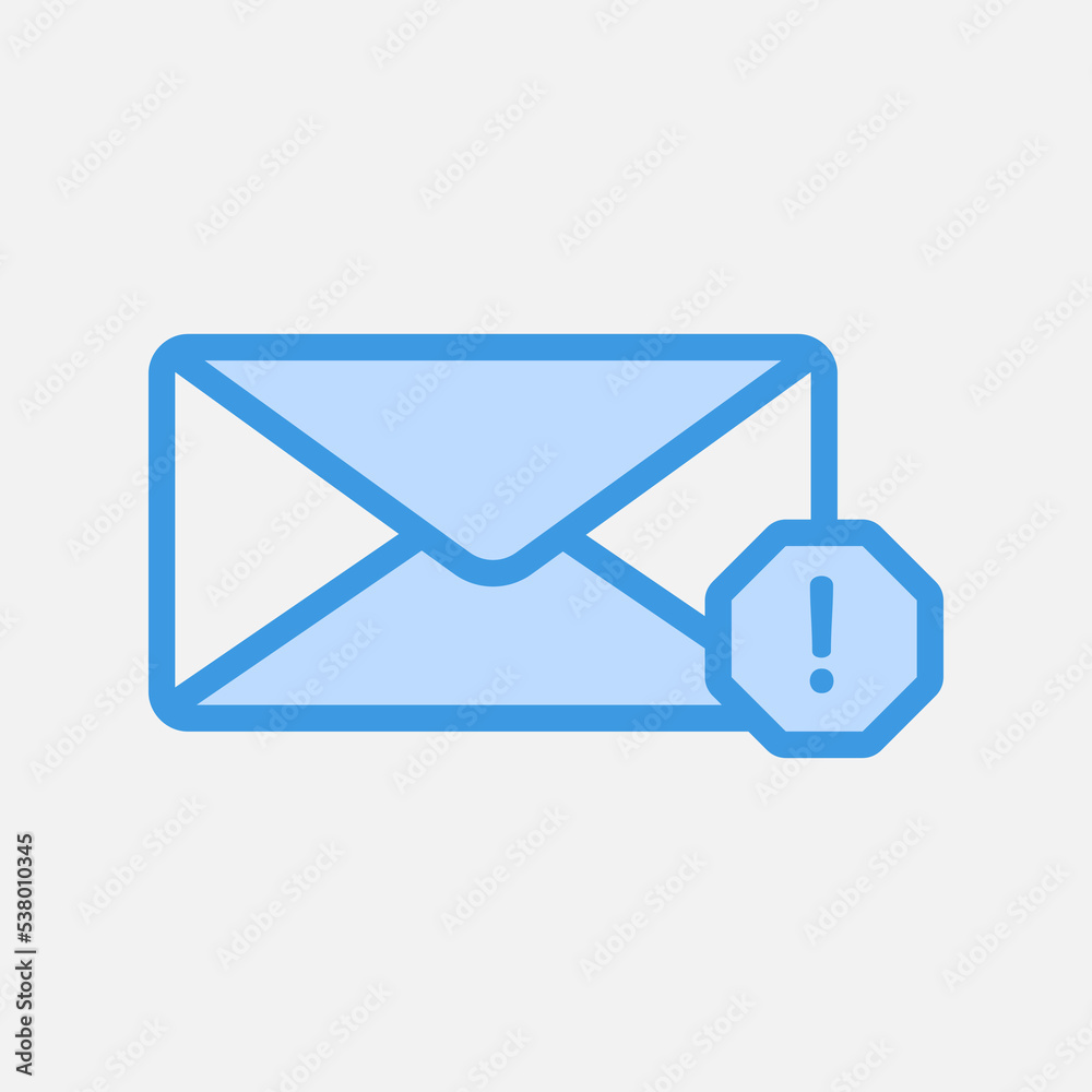 Spam icon in blue style about email, use for website mobile app presentation Spam icon in blue style about email, use for website mobile app presentation