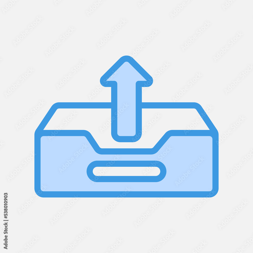 Outbox icon in blue style about email, use for website mobile app presentation Outbox icon in blue style about email, use for website mobile app presentation