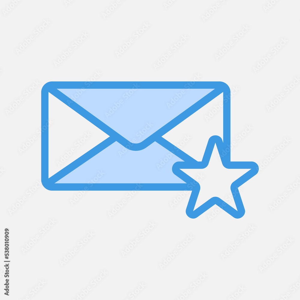 Favourite icon in blue style about email, use for website mobile app presentation Favourite icon in blue style about email, use for website mobile app presentation