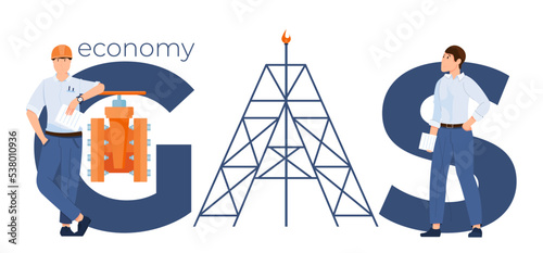 Gas Economy Flat Text