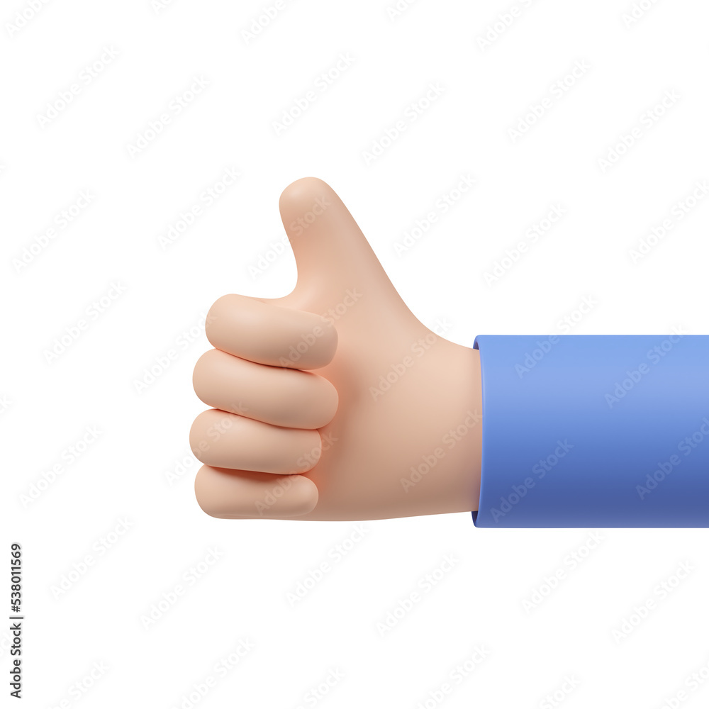 3d hand thumb up gestures icon cartoon isolated on white background. 3d illustration render 3d hand thumb up gestures icon cartoon isolated on white background. 3d illustration render