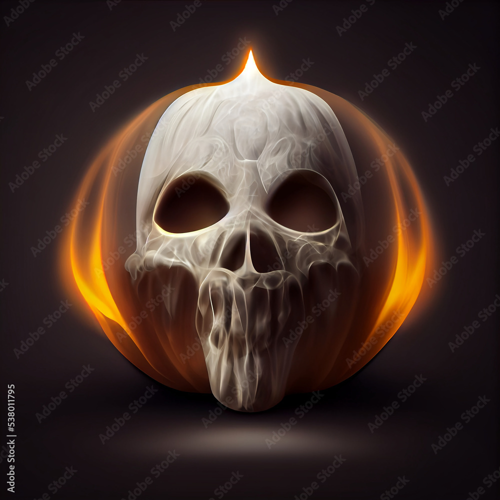 halloween skull with burning candle halloween skull with burning candle