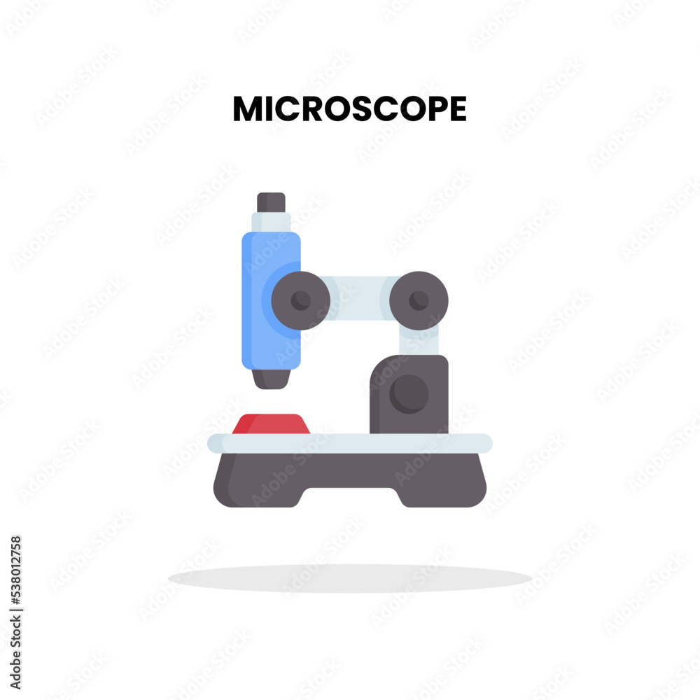 Fototapeta premium Biology with microscope flat icon. Vector illustration on white background.