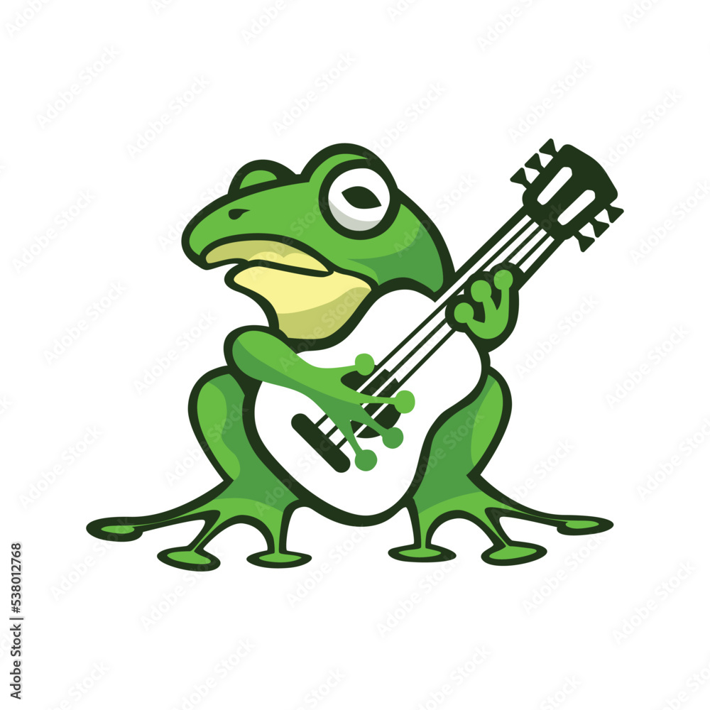 Naklejka premium Frog play guitar logo vector