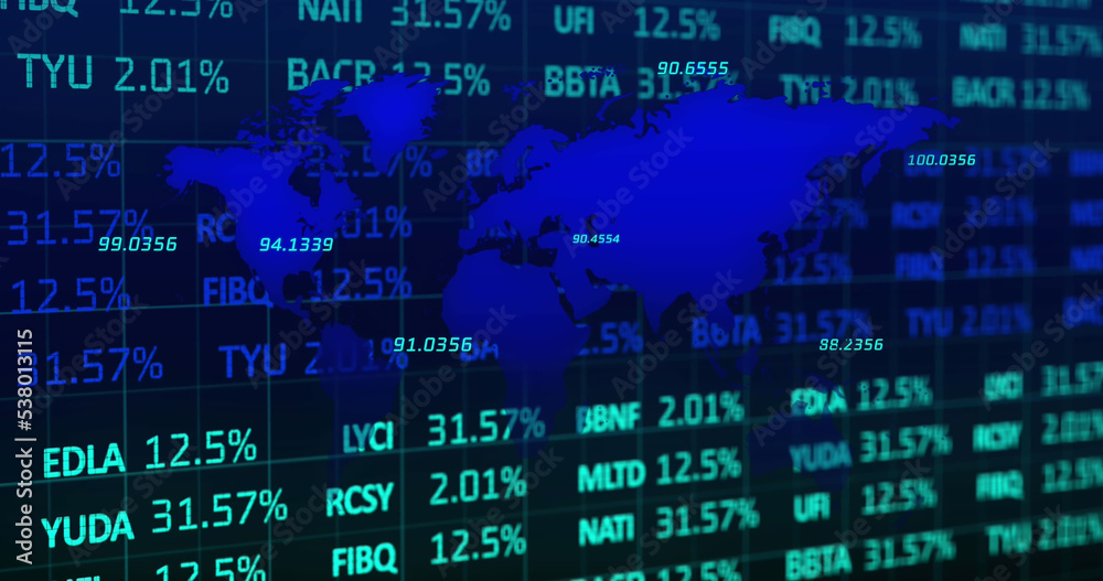 Obraz premium Image of data processing over world map
