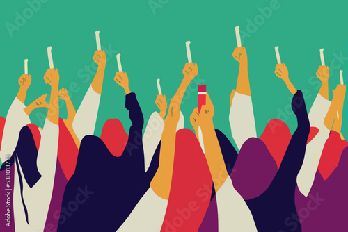 Iranian girls in hijab illustration. For women's freedom in Iran
