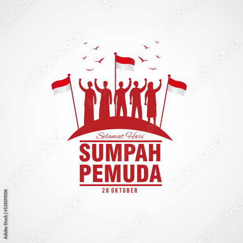 vector illustration. selamat hari Sumpah pemuda. Translation: Happy Indonesian Youth Pledge. Suitable for greeting card, poster and banner.