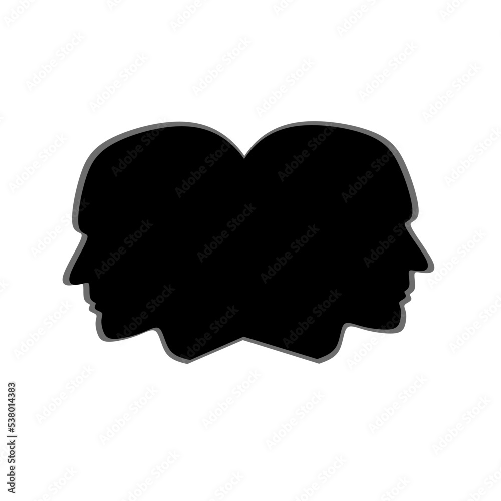 a vector illustration of a 2 head silhouette logo image suitable for a collaboration themed logo