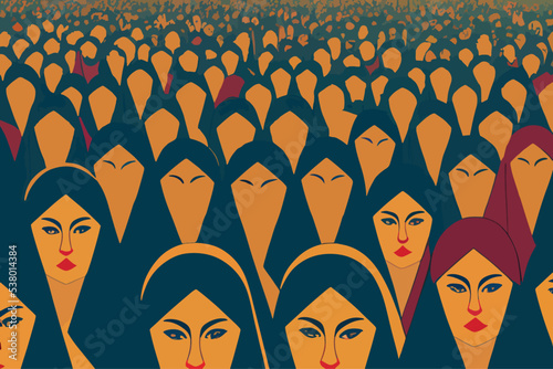Iranian women wearing hijabs. Iran protest for freedom.
