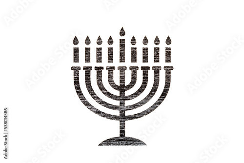 Hanukkah menorah candelabrum with nine lit candles graphic illustration