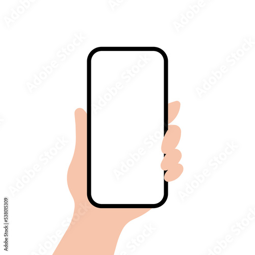 Hand with a smartphone on a white background