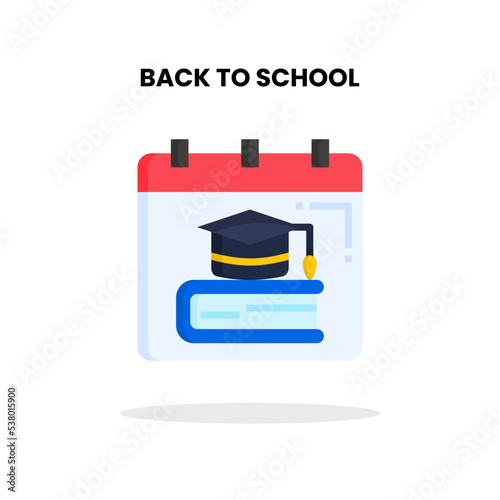 Calendar Back To School flat icon. Vector illustration on white background.