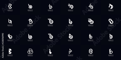 Collection full set abstract letter B or BB monogram logo design