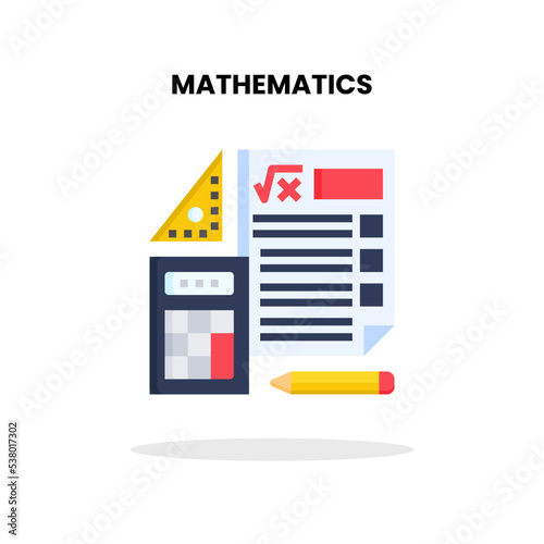 Mathematics flat icon. Vector illustration on white background.