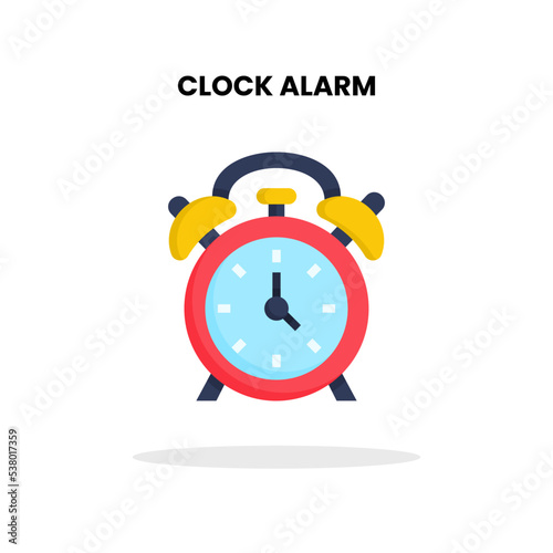 Clock Alarm flat icon. Vector illustration on white background.