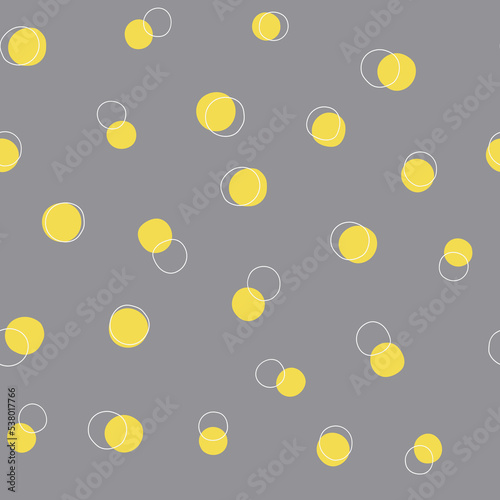 Vector abstract seamless polka dot pattern in yellow colors. Children's background. Can be used as clothing design, textiles, bed linen, stationery, packaging paper, Wallpaper