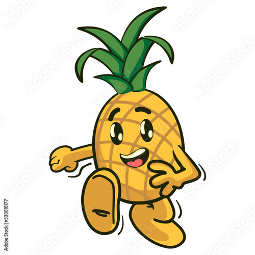 vector illustration of pineapple fruit character mascot casually walking