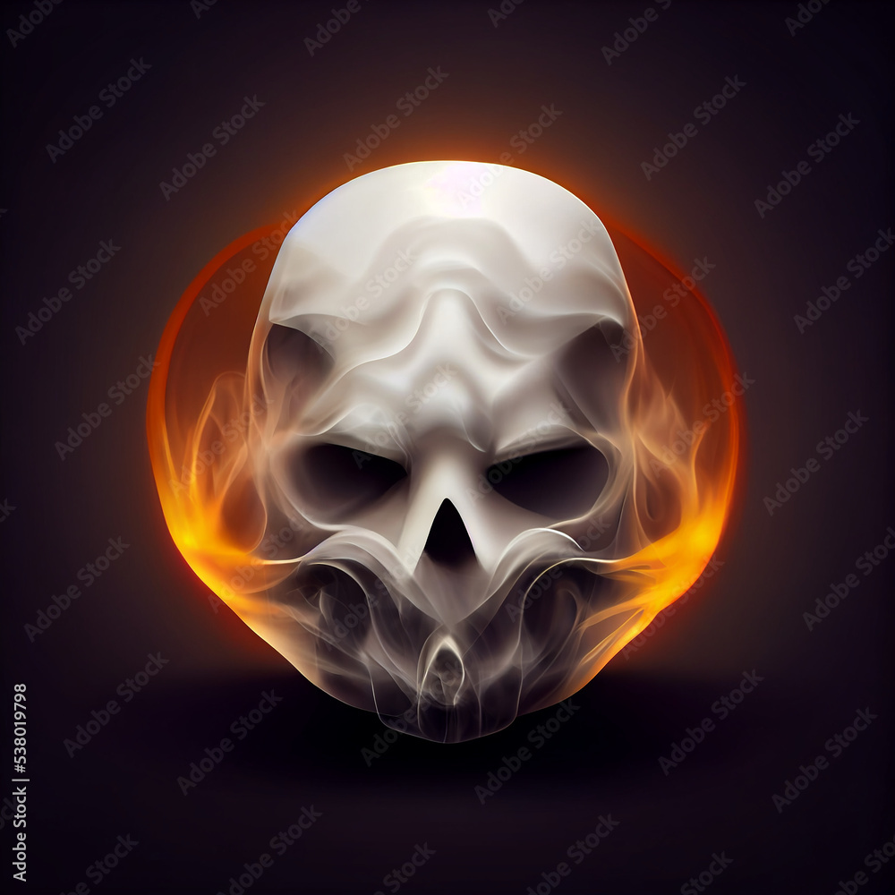 white skull and smoke effect design in black background white skull and smoke effect design in black background