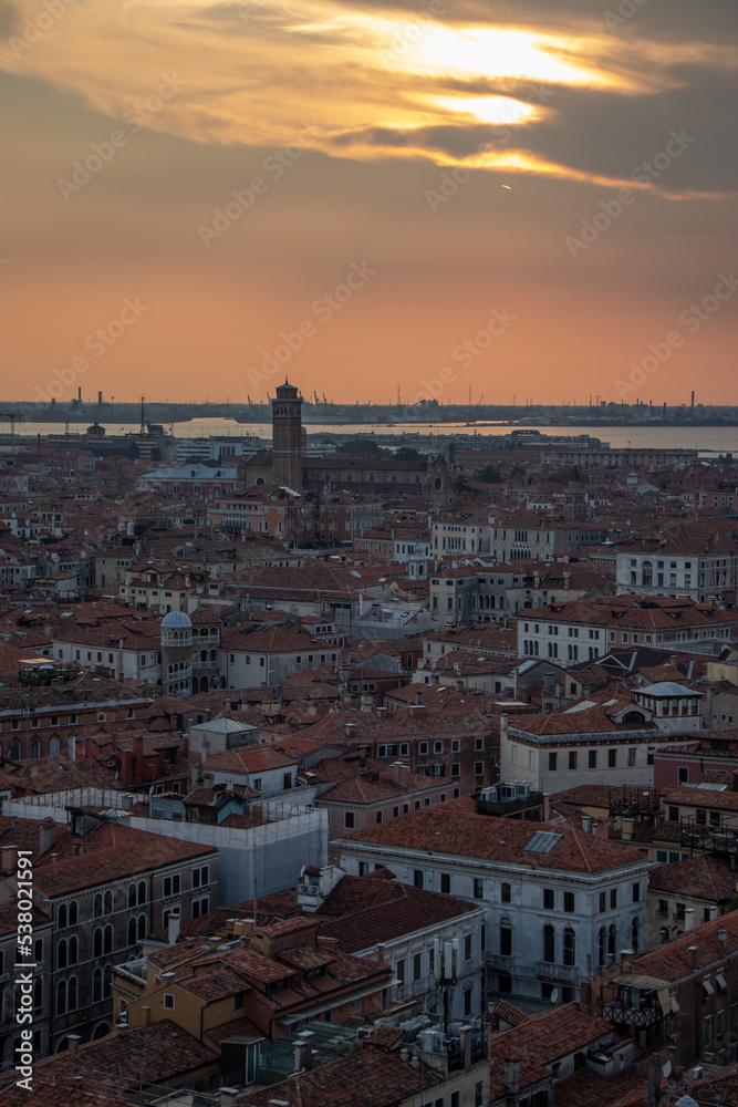 Venice at sunset in the summer 