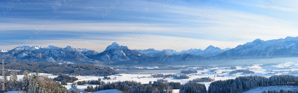 Panorama Winterlandschaft im Allgäu bei Füssen