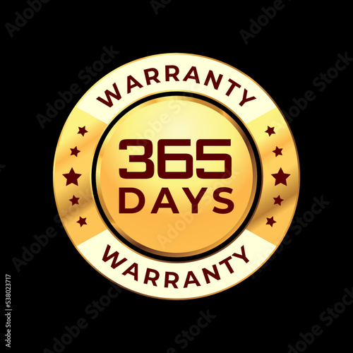 365 Day warranty gold label. 365 Day warranty vector image