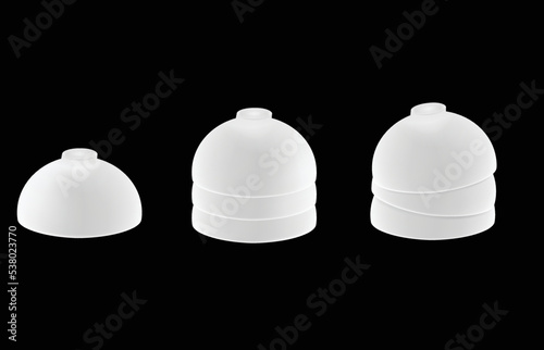 Upside down bowl illustration.Stack of white ceramic bowls vector