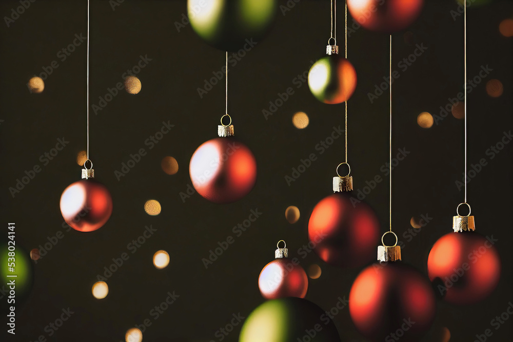 Christmas tree balls hanging from ceiling as christmas decoration background Christmas tree balls hanging from ceiling as christmas decoration background
