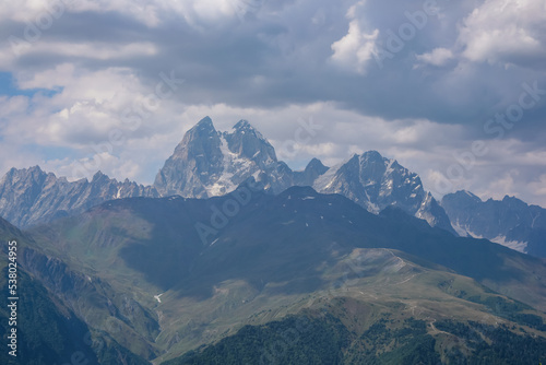 Picturesque view of beautiful mountain landscape under blue sky