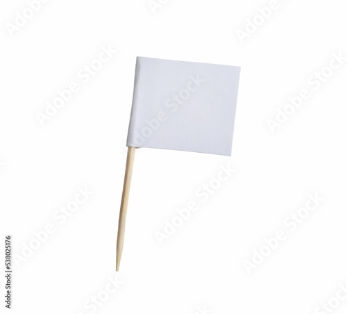 Billede på lærred One small paper flag isolated on white