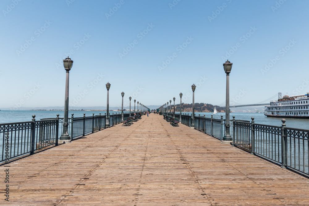 Pier over the sea in san francisco, sunny day