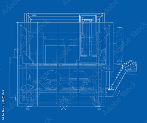 Metalworking CNC milling machine. Vector