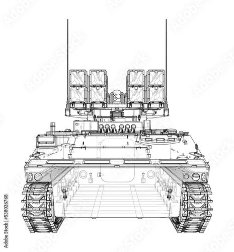 Military track missle system. Vector