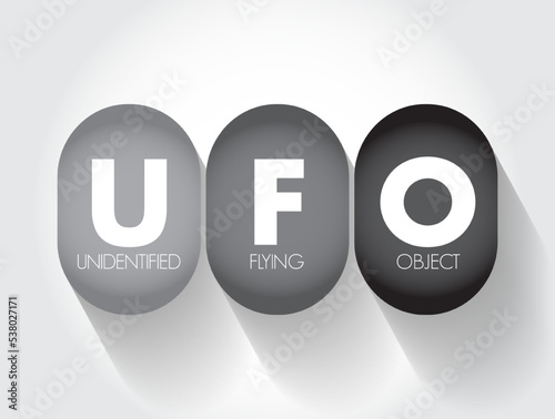 UFO - Unidentified Flying Object is any perceived aerial phenomenon that cannot be immediately identified or explained, acronym text concept background