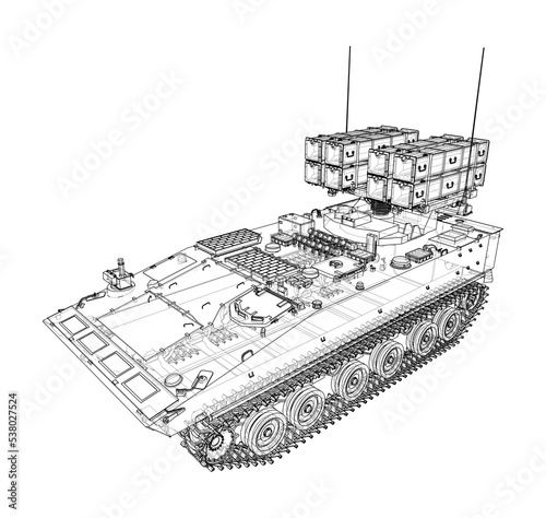 Military track missle system. Vector
